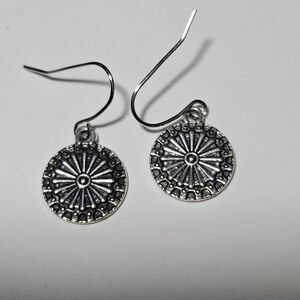 Silver Tone Western Style Circular Dangling Earrings